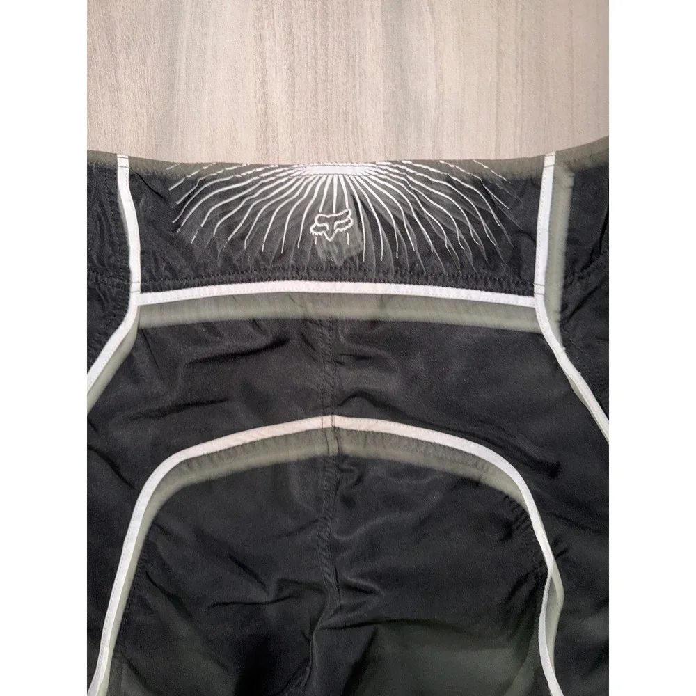 Vtg Y2K Fox Racing Mens Board Shorts Black White Logo Swim Trunks Size 36 X10